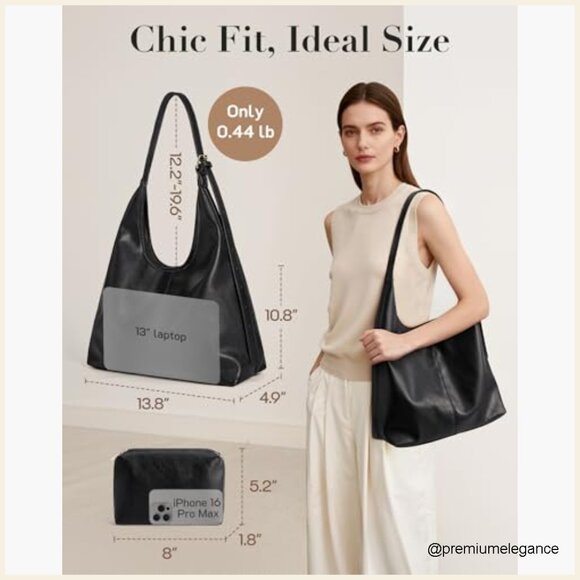 Soft Vegan Leather Hobo Bag Tote Crossbody Shoulder Purse with Pouch - Picture 5 of 7